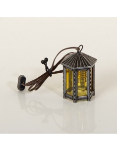 Laterne Metall, gelbes Glas