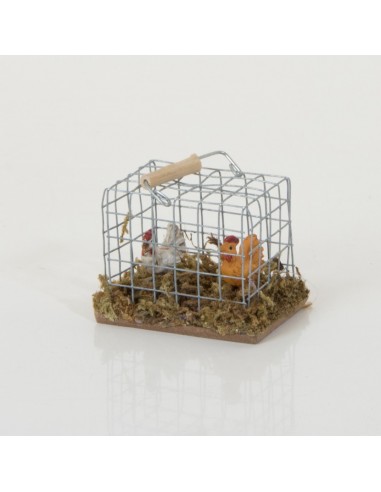 Tragkäfig mit 2 Hühnern